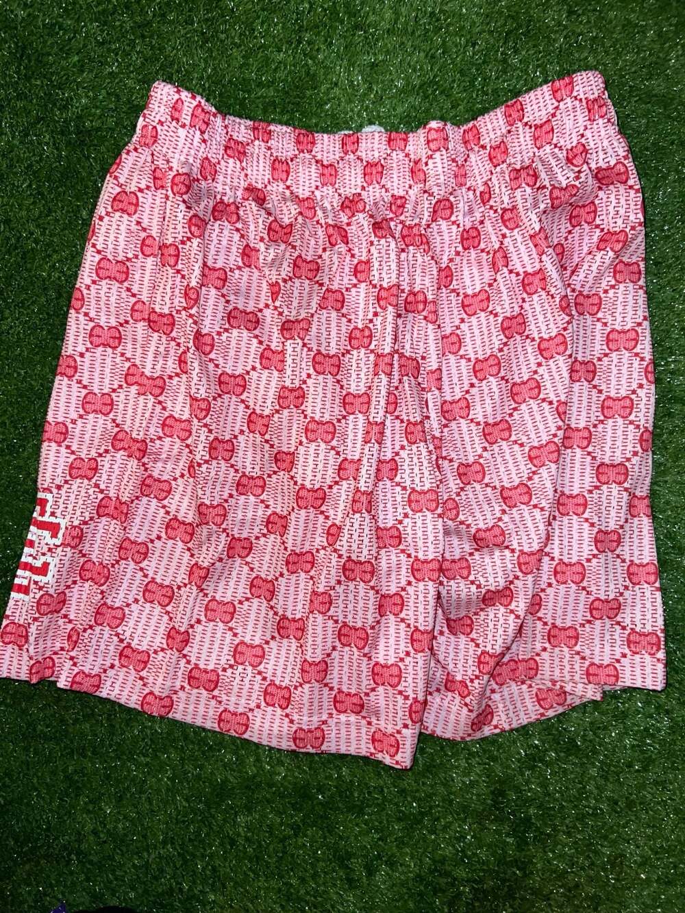 Eric Emanuel Ee Basic Short Red Monogram Mesh Bas… - image 1